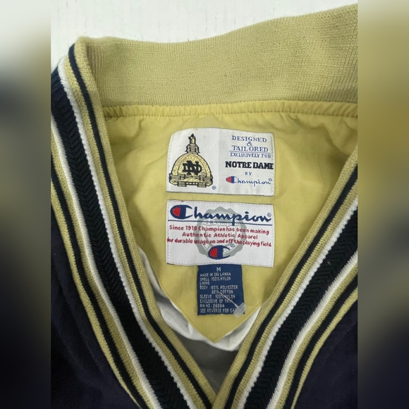 Vintage Champion V Neck Pullover Notre Dame Jacket Size Medium - Picture 2 of 10